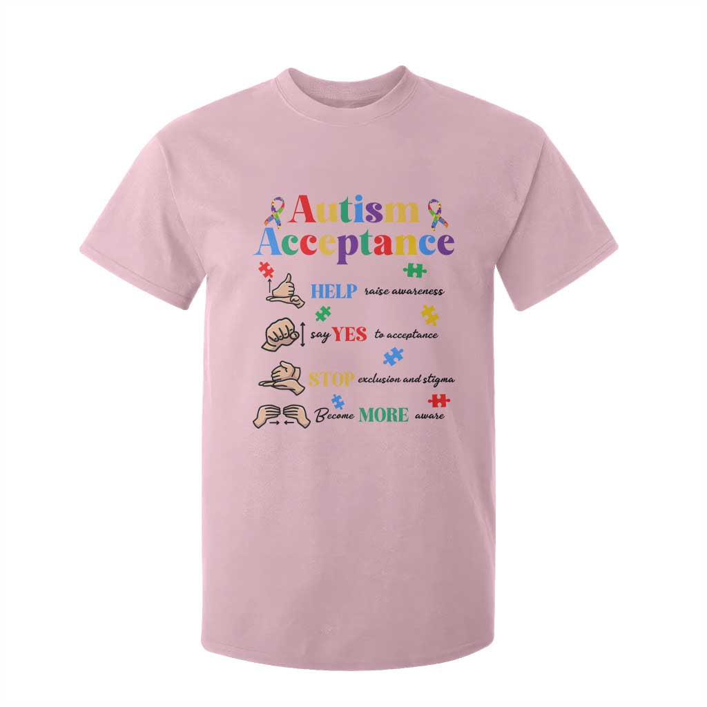 Autism Awareness Acceptance Hand Sign Language SPED Teacher T Shirt For Kid TS11 Light Pink Print Your Wear