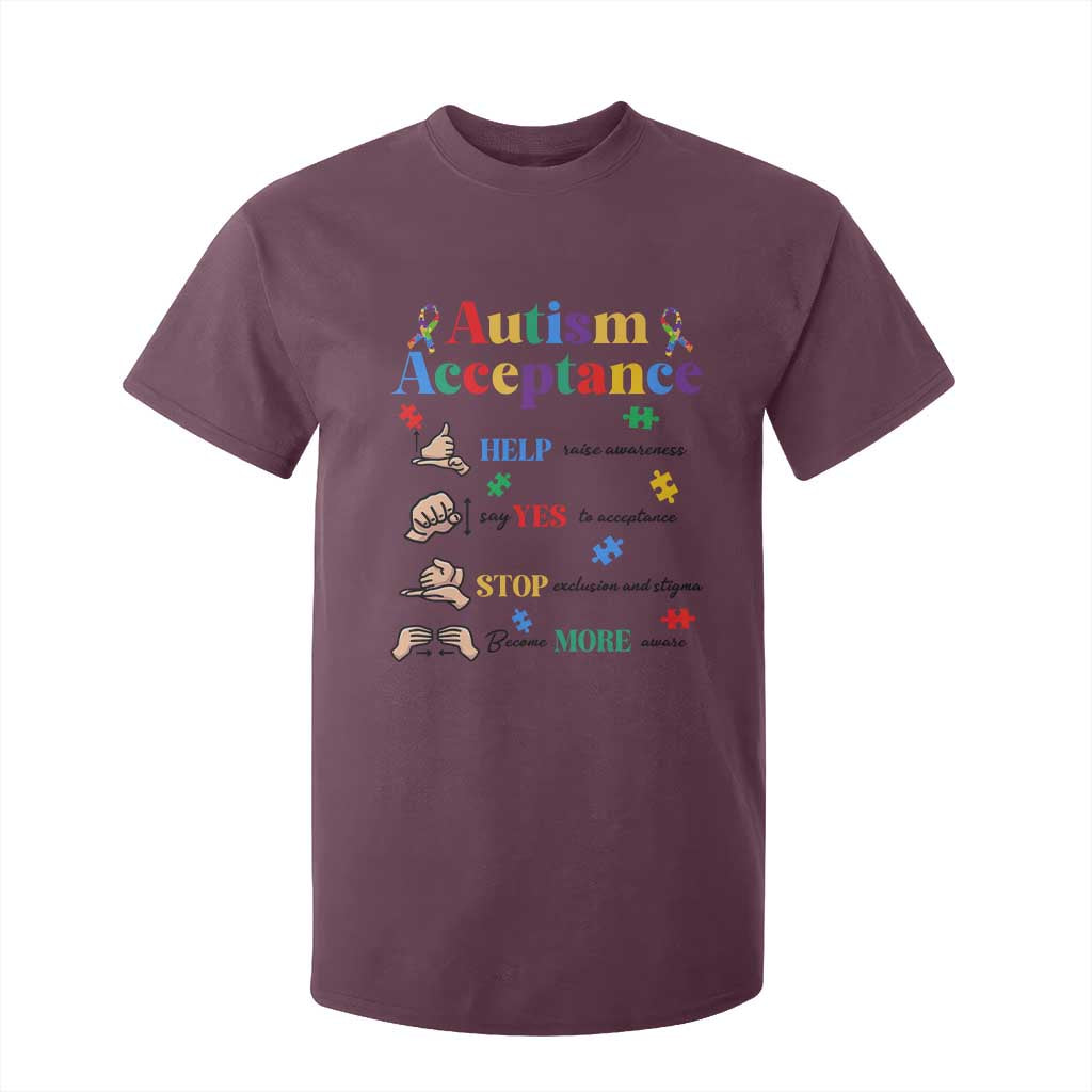 Autism Awareness Acceptance Hand Sign Language SPED Teacher T Shirt For Kid TS11 Maroon Print Your Wear