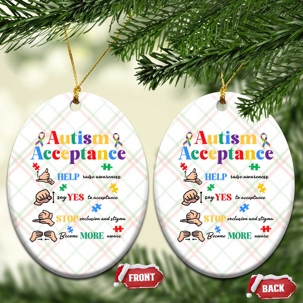 Autism Awareness Acceptance Hand Sign Language SPED Teacher Ceramic Ornament TS11 Print Your Wear
