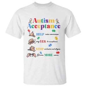 Autism Awareness Acceptance Hand Sign Language SPED Teacher T Shirt TS11 White Print Your Wear