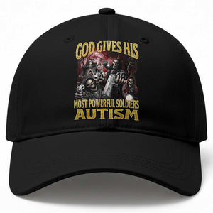 God Gives His Most Powerful Soldiers Autism Baseball Cap Funny Hard Skeleton Meme TS11 Print Your Wear