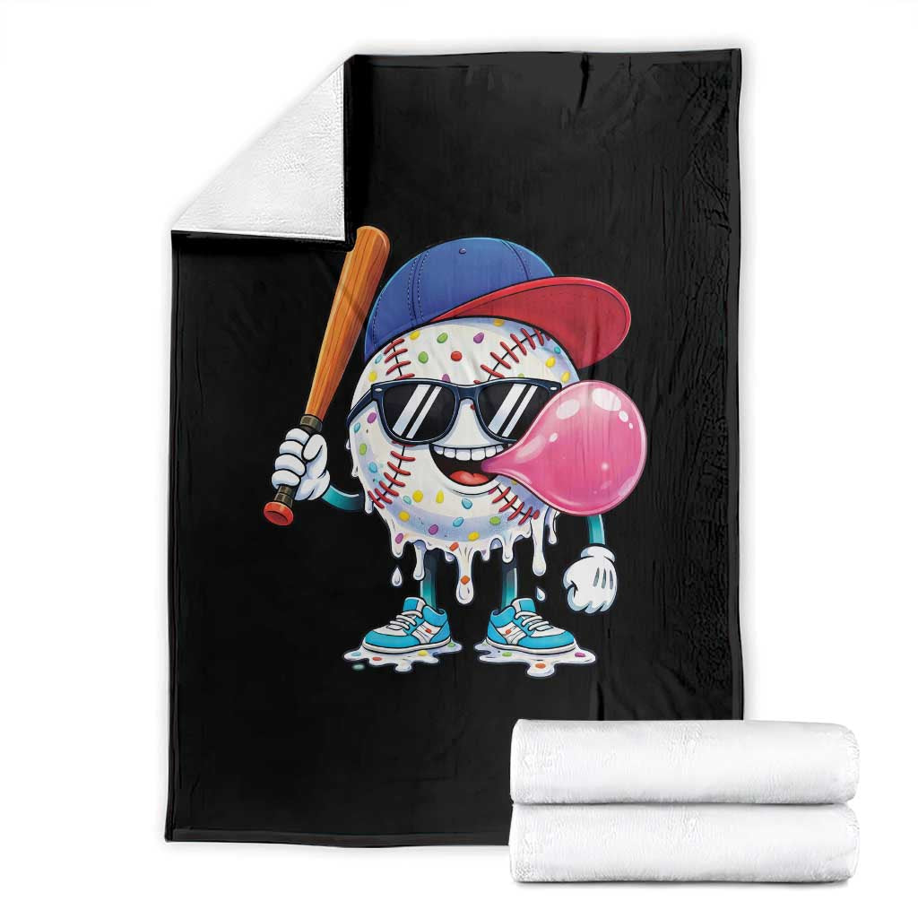 Baseball Bubble Gum Sports Game Day Throw Blanket TS11 Black Print Your Wear