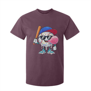 Baseball Bubble Gum Sports Game Day T Shirt For Kid TS11 Maroon Print Your Wear