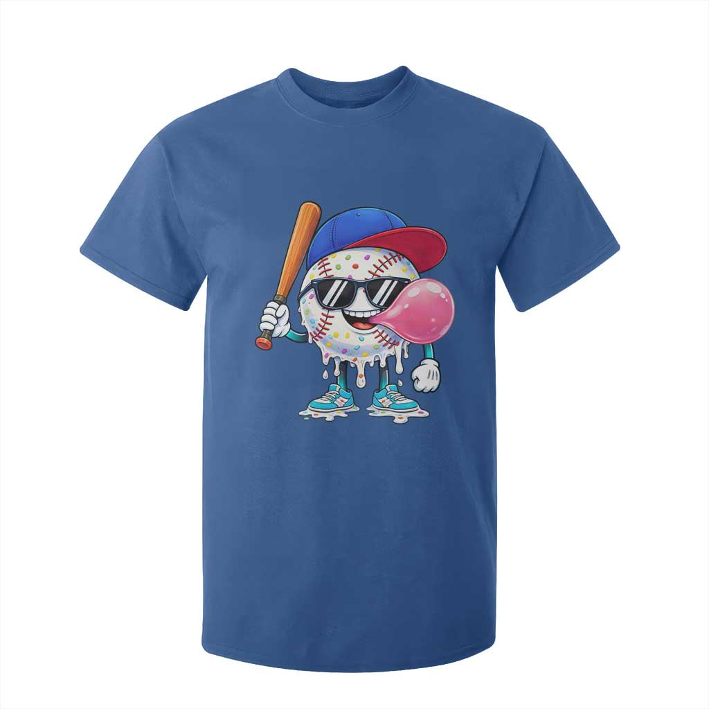 Baseball Bubble Gum Sports Game Day T Shirt For Kid TS11 Royal Blue Print Your Wear
