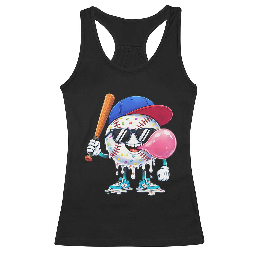 Baseball Bubble Gum Sports Game Day Racerback Tank Top TS11 Black Print Your Wear