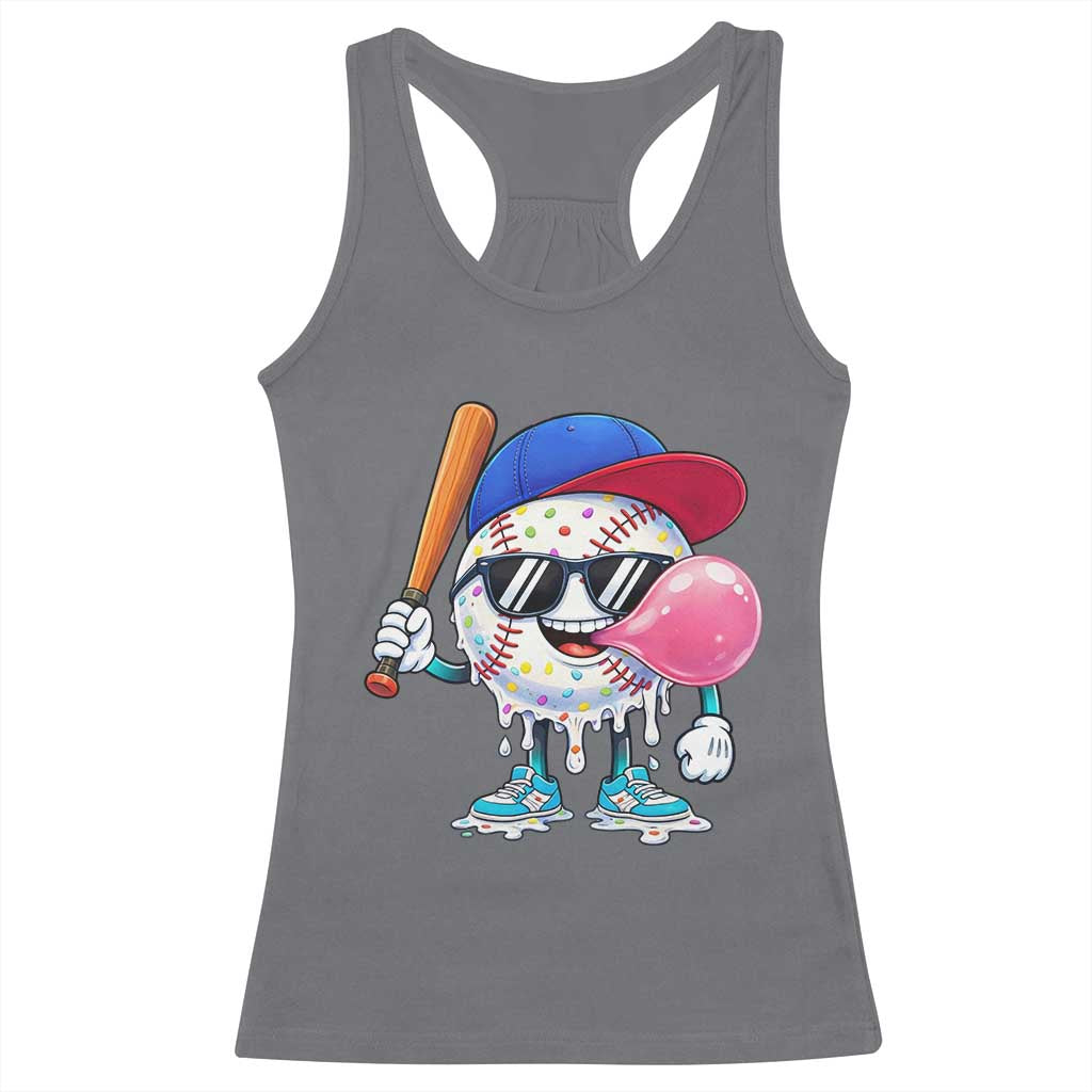 Baseball Bubble Gum Sports Game Day Racerback Tank Top TS11 Charcoal Print Your Wear