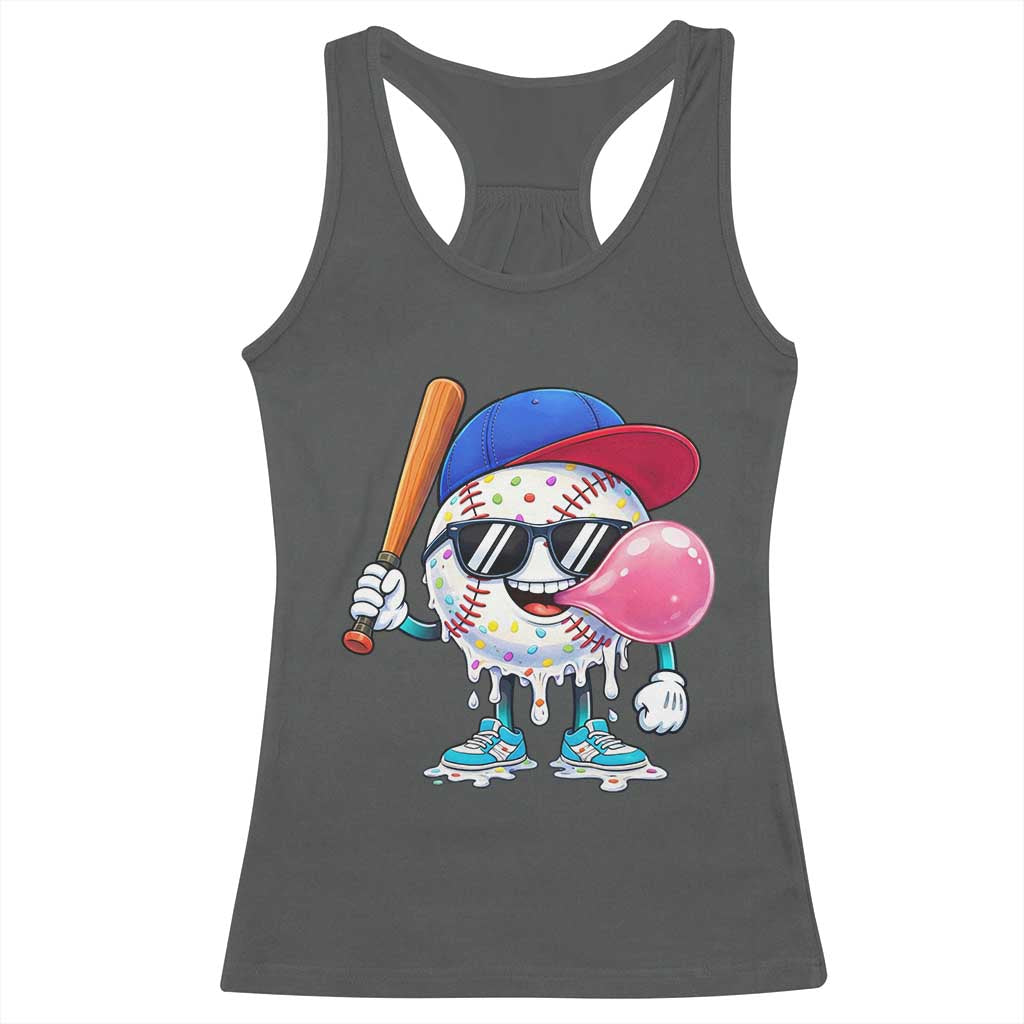 Baseball Bubble Gum Sports Game Day Racerback Tank Top TS11 Dark Heather Print Your Wear
