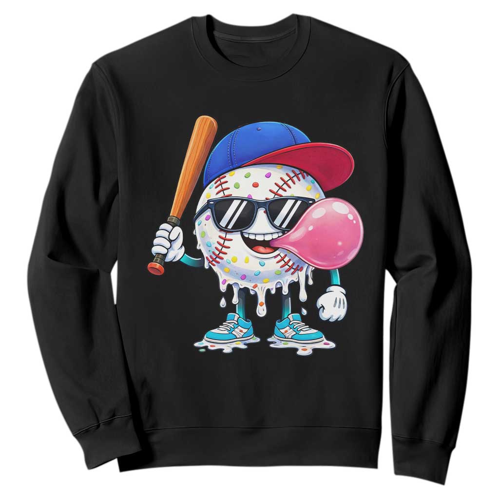 Baseball Bubble Gum Sports Game Day Sweatshirt TS11 Black Print Your Wear