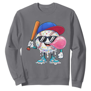 Baseball Bubble Gum Sports Game Day Sweatshirt TS11 Charcoal Print Your Wear