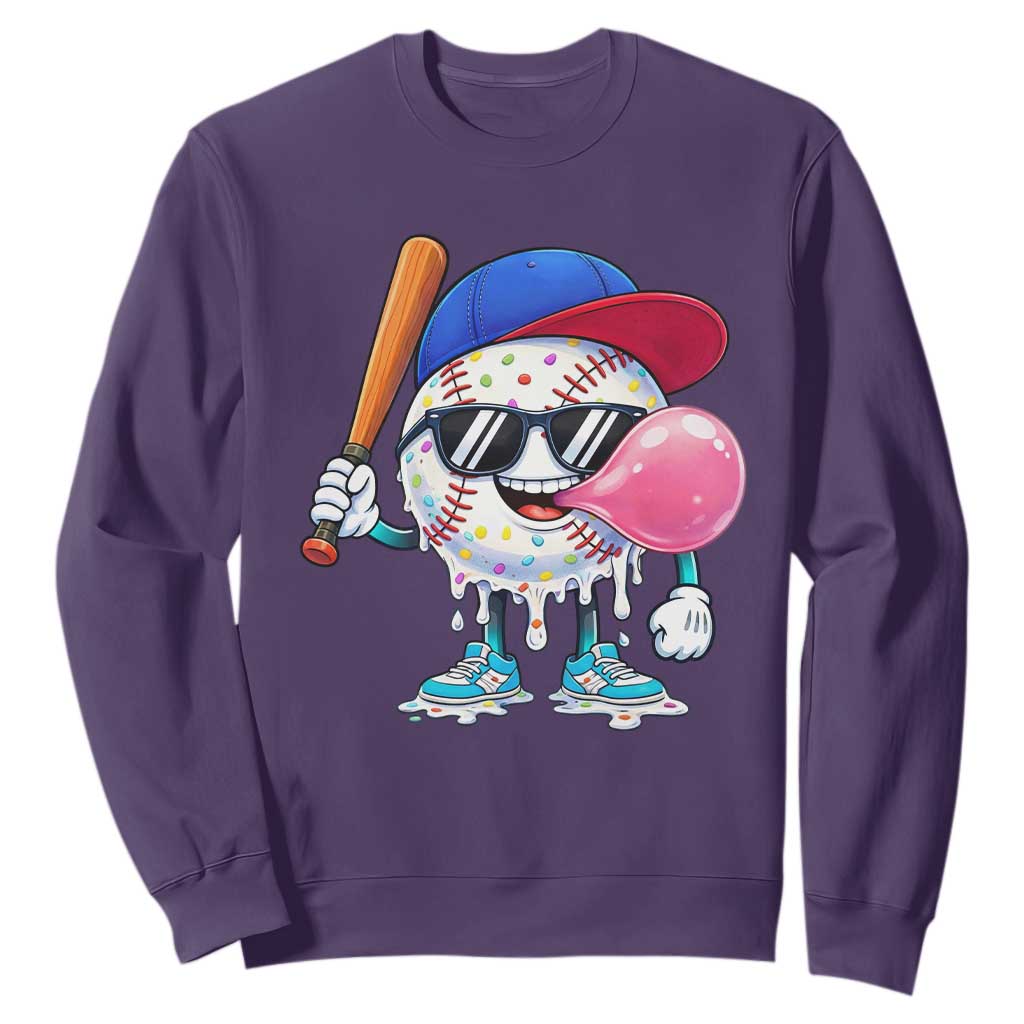 Baseball Bubble Gum Sports Game Day Sweatshirt TS11 Purple Print Your Wear