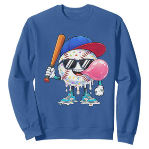 Baseball Bubble Gum Sports Game Day Sweatshirt TS11 Royal Blue Print Your Wear