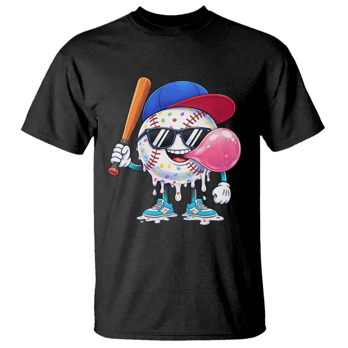 Baseball Bubble Gum Sports Game Day T Shirt TS11 Black Print Your Wear
