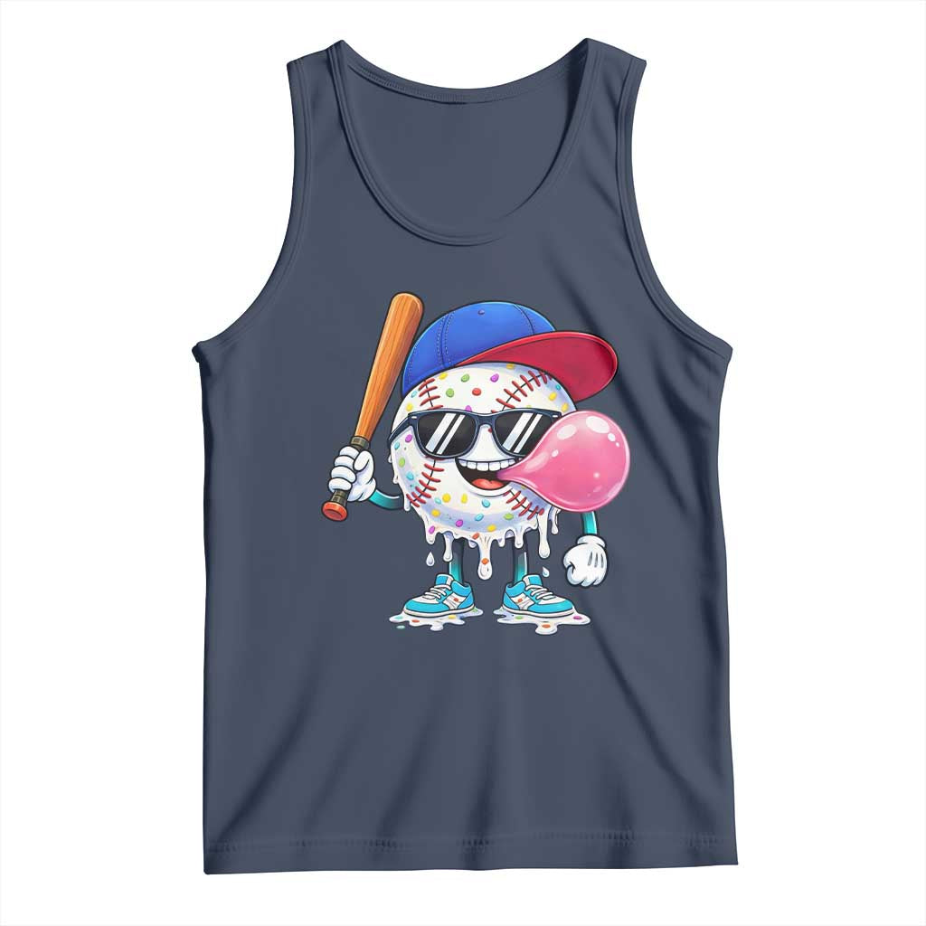 Baseball Bubble Gum Sports Game Day Tank Top TS11 Navy Print Your Wear