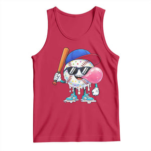 Baseball Bubble Gum Sports Game Day Tank Top TS11 Red Print Your Wear