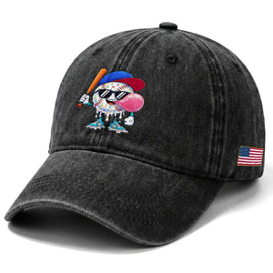 Baseball Bubble Gum Sports Game Day Washed Cotton Baseball Cap TS11 Print Your Wear