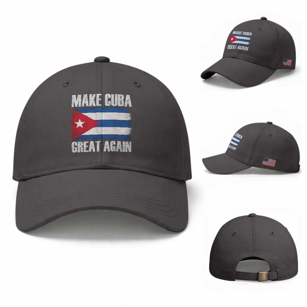 Make Cuba Great Again Baseball Cap Vintage Cuban Map TS11 Baseball Cap Universal Fit Dark Gray Print Your Wear