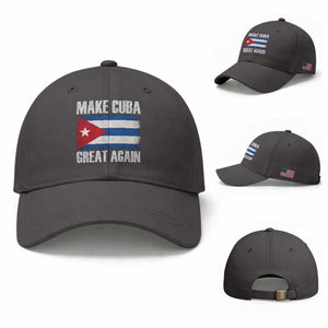 Make Cuba Great Again Baseball Cap Vintage Cuban Map TS11 Baseball Cap Universal Fit Dark Gray Print Your Wear