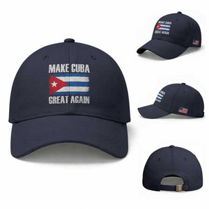 Make Cuba Great Again Baseball Cap Vintage Cuban Map TS11 Baseball Cap Universal Fit Navy Print Your Wear