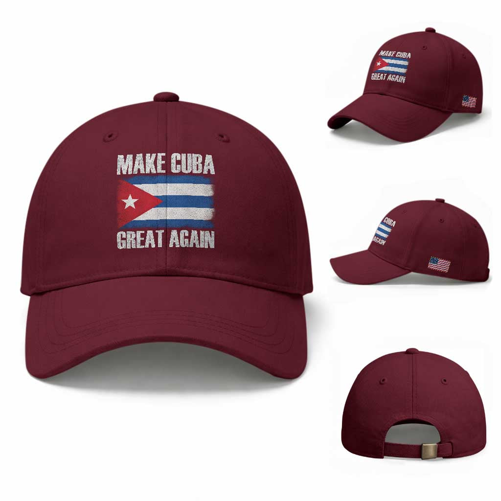 Make Cuba Great Again Baseball Cap Vintage Cuban Map TS11 Baseball Cap Universal Fit Maroon Print Your Wear