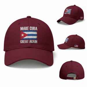 Make Cuba Great Again Baseball Cap Vintage Cuban Map TS11 Baseball Cap Universal Fit Maroon Print Your Wear