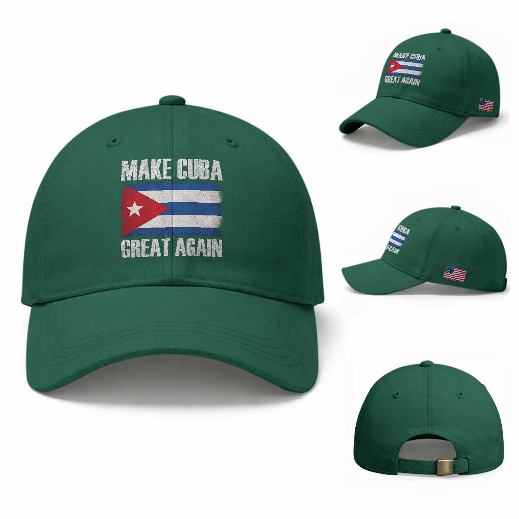 Make Cuba Great Again Baseball Cap Vintage Cuban Map TS11 Baseball Cap Universal Fit Irish Green Print Your Wear