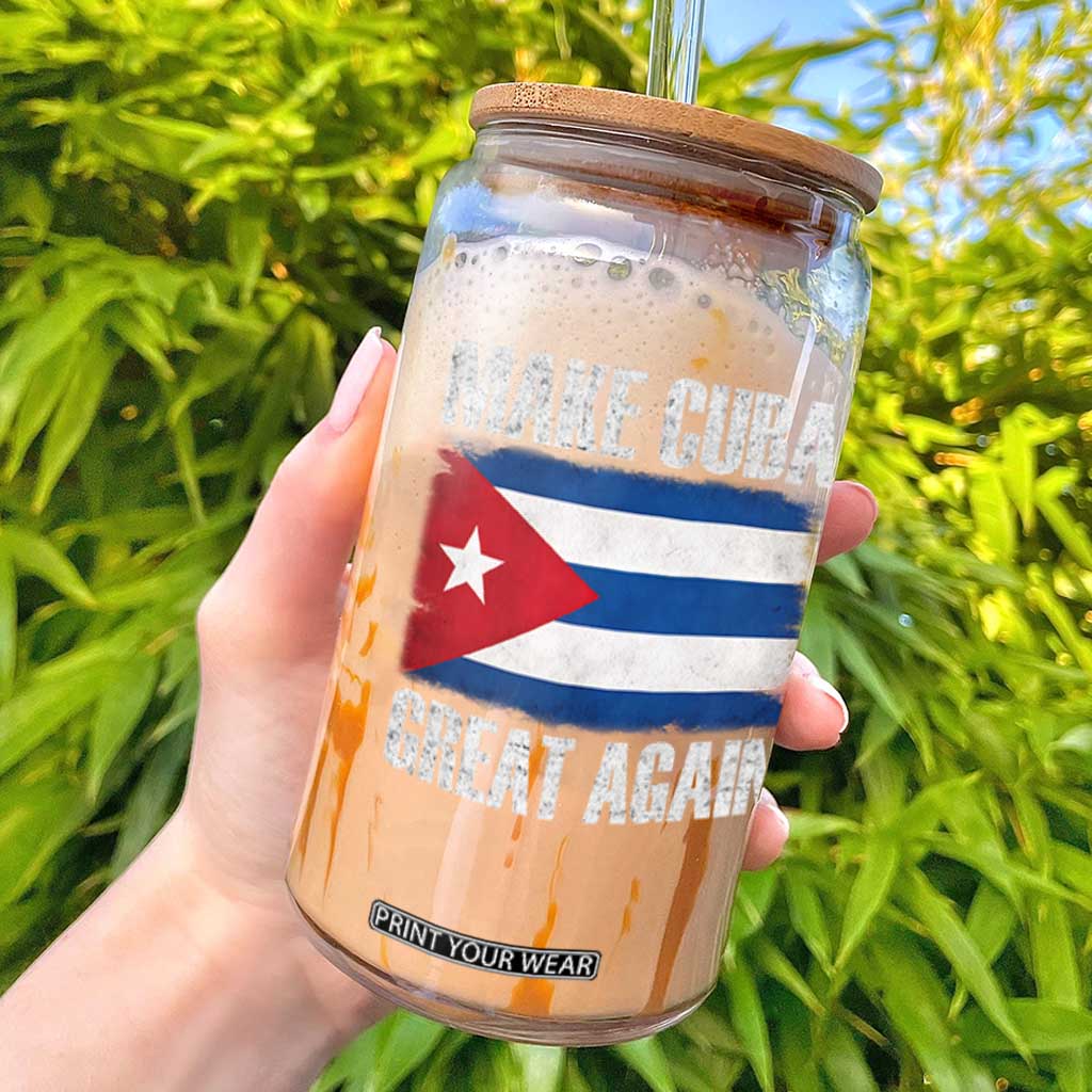 Make Cuba Great Again Glass Can Vintage Cuban Map TS11 Black Print Your Wear