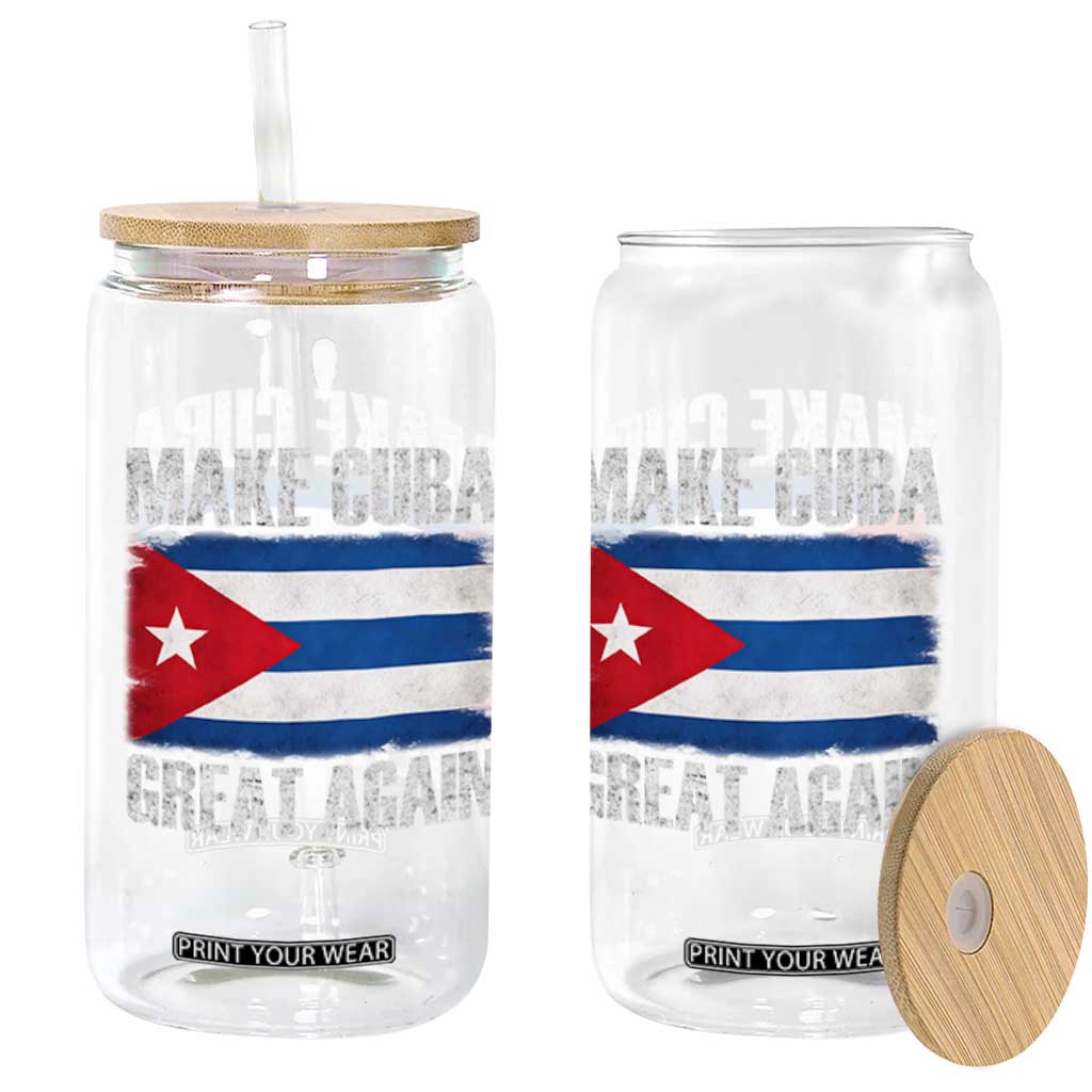 Make Cuba Great Again Glass Can Vintage Cuban Map TS11 Print Your Wear