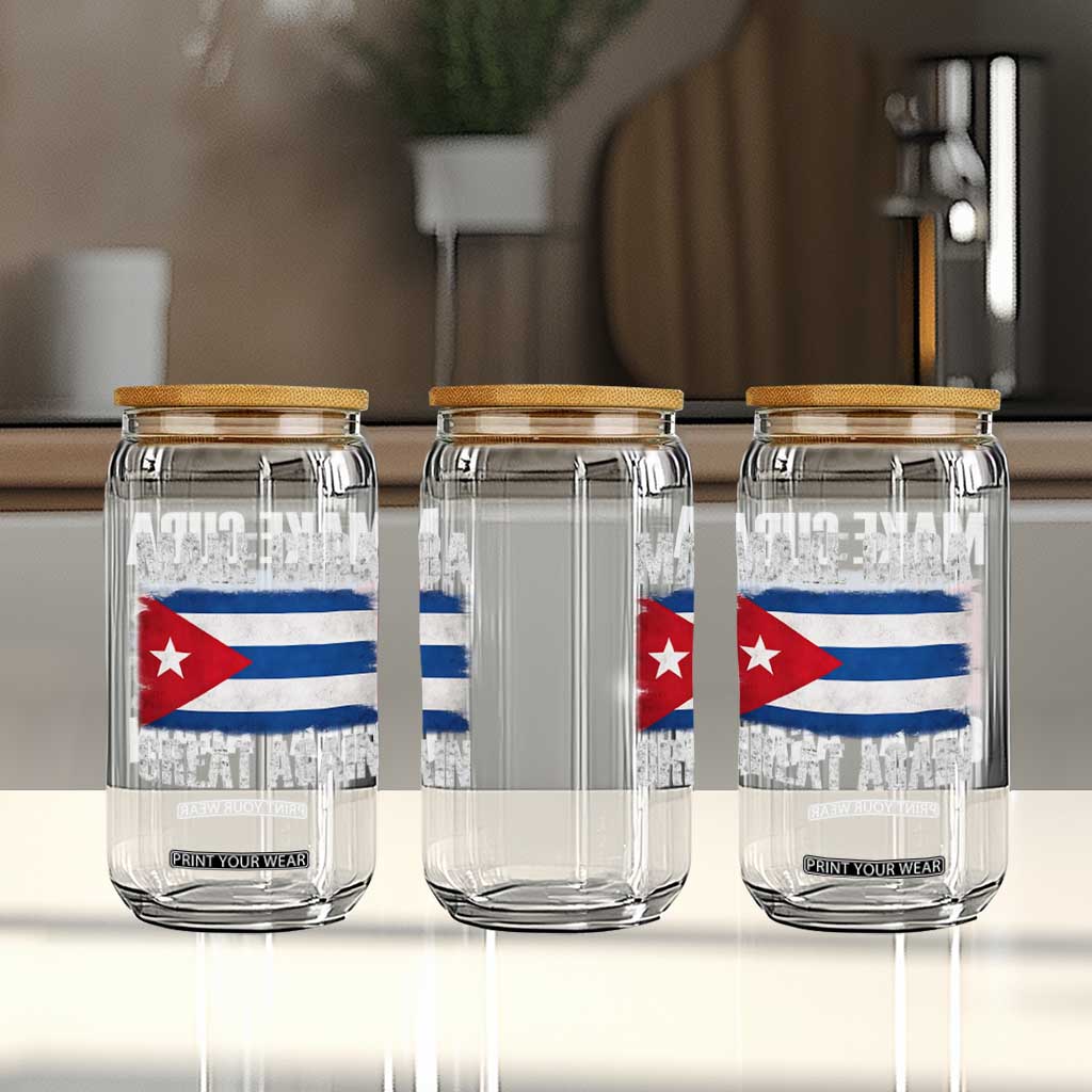 Make Cuba Great Again Glass Can Vintage Cuban Map TS11 Print Your Wear