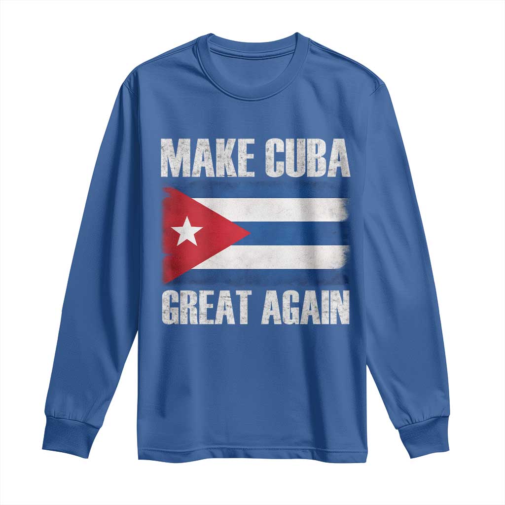 Make Cuba Great Again Long Sleeve Shirt Vintage Cuban Map TS11 Royal Blue Print Your Wear