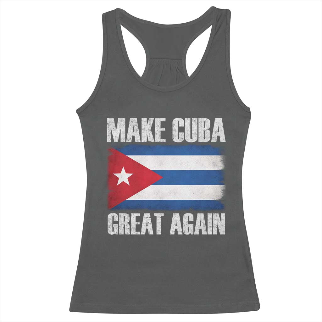 Make Cuba Great Again Racerback Tank Top Vintage Cuban Map TS11 Dark Heather Print Your Wear