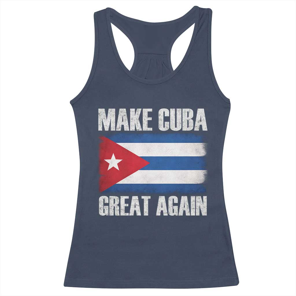 Make Cuba Great Again Racerback Tank Top Vintage Cuban Map TS11 Navy Print Your Wear