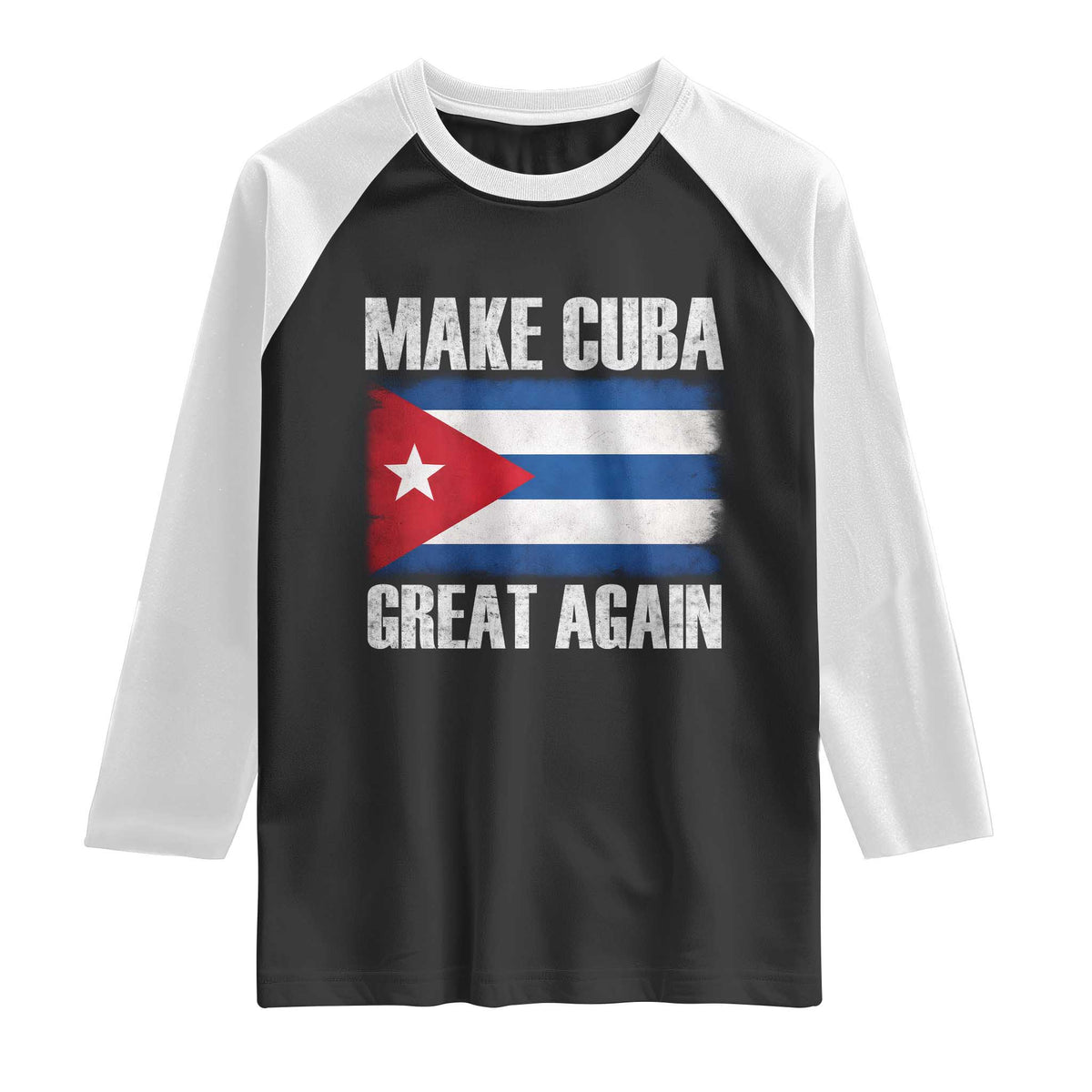 Make Cuba Great Again Raglan Shirt Vintage Cuban Map TS11 Black White Print Your Wear