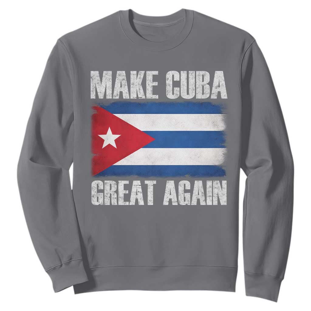 Make Cuba Great Again Sweatshirt Vintage Cuban Map TS11 Charcoal Print Your Wear