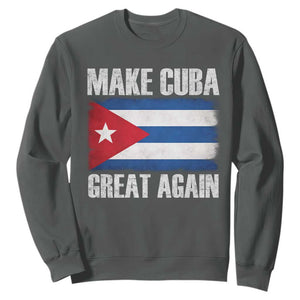 Make Cuba Great Again Sweatshirt Vintage Cuban Map TS11 Dark Heather Print Your Wear