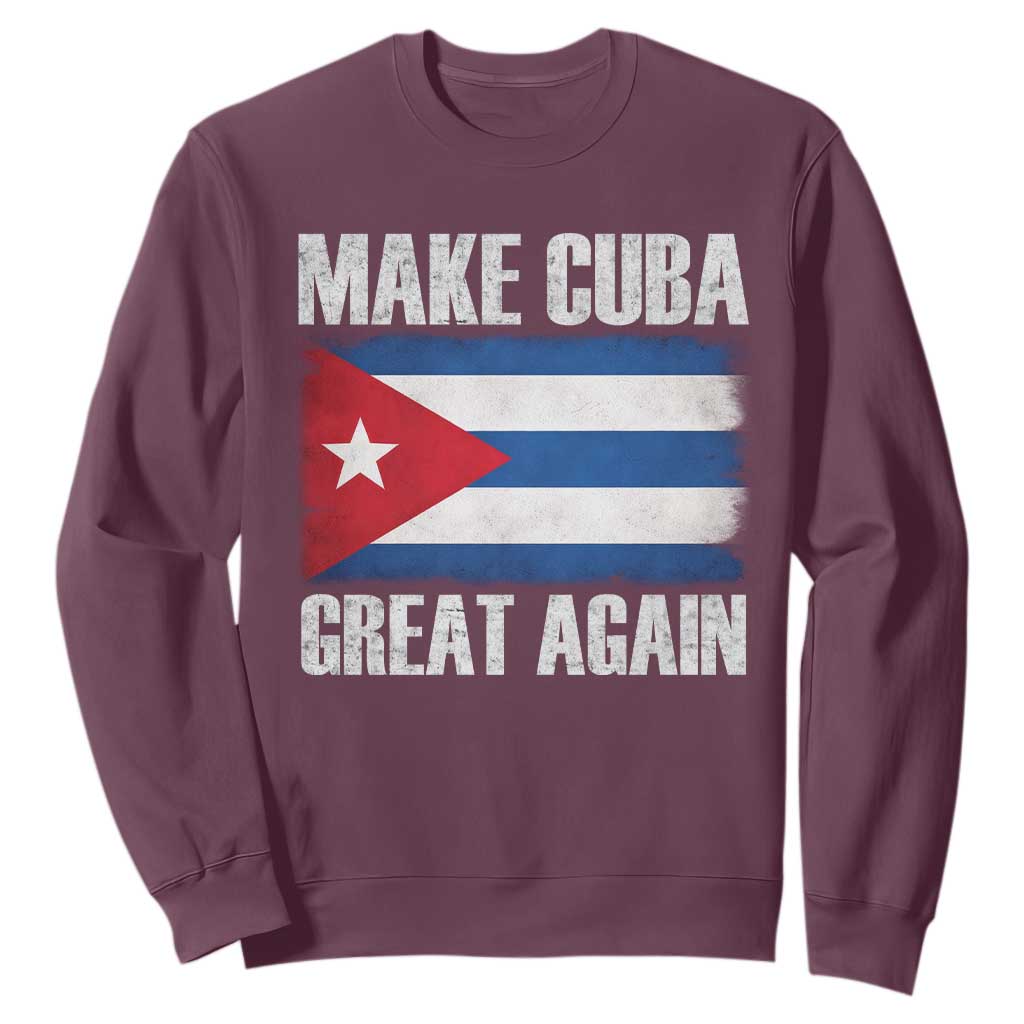 Make Cuba Great Again Sweatshirt Vintage Cuban Map TS11 Maroon Print Your Wear