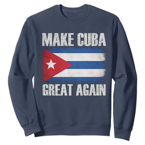 Make Cuba Great Again Sweatshirt Vintage Cuban Map TS11 Navy Print Your Wear