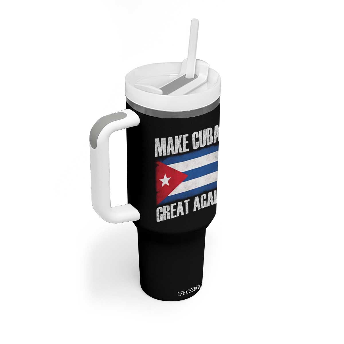 Make Cuba Great Again Tumbler With Handle Vintage Cuban Map TS11 Print Your Wear