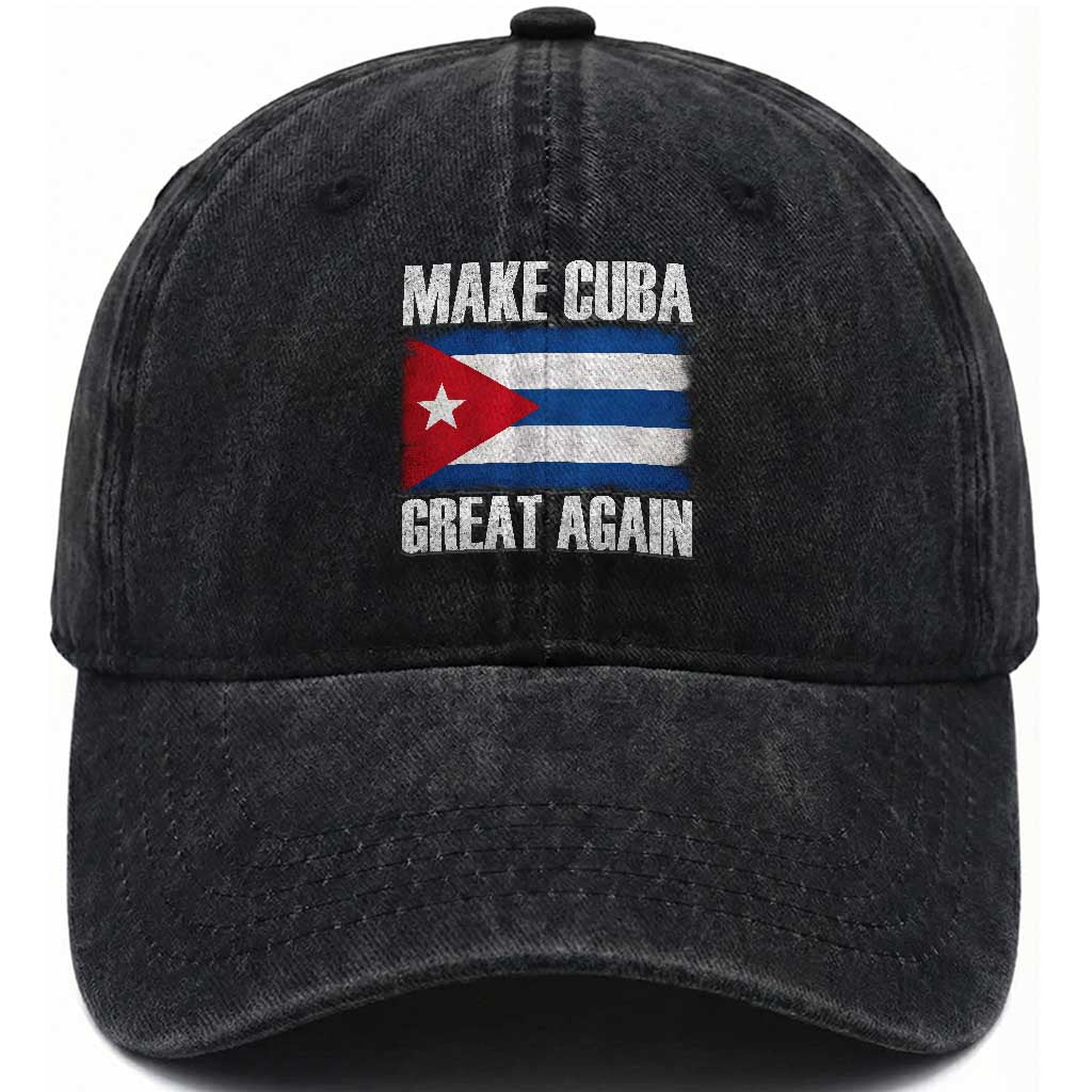 Make Cuba Great Again Washed Cotton Baseball Cap Vintage Cuban Map TS11 Print Your Wear