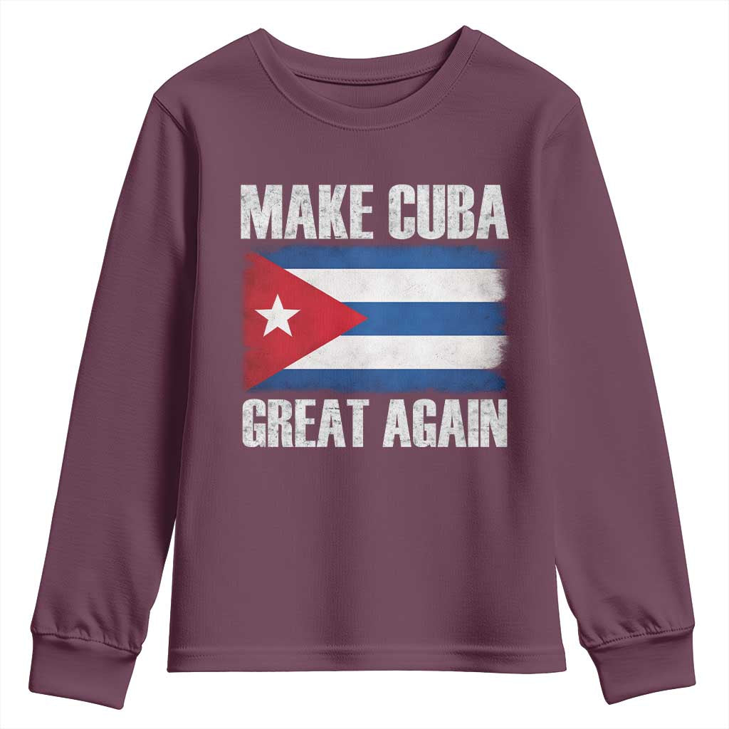 Make Cuba Great Again Youth Sweatshirt Vintage Cuban Map TS11 Maroon Print Your Wear