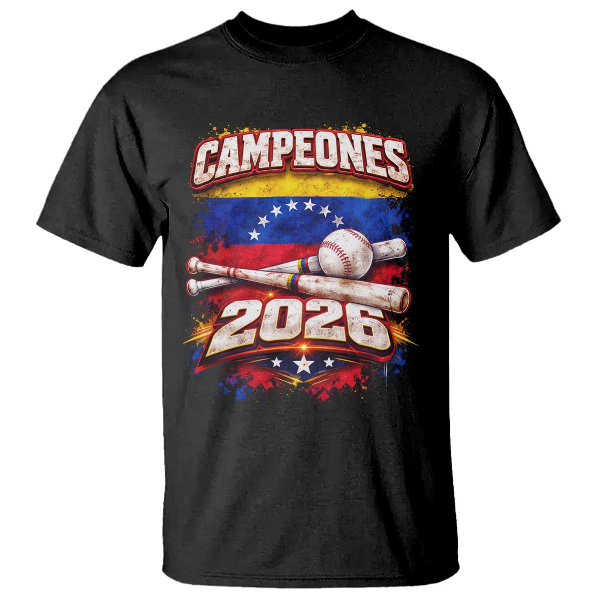 Venezuela Campeones 2026 Baseball Championship T Shirt Vintage Venezuelan Flag TS11 Black Print Your Wear