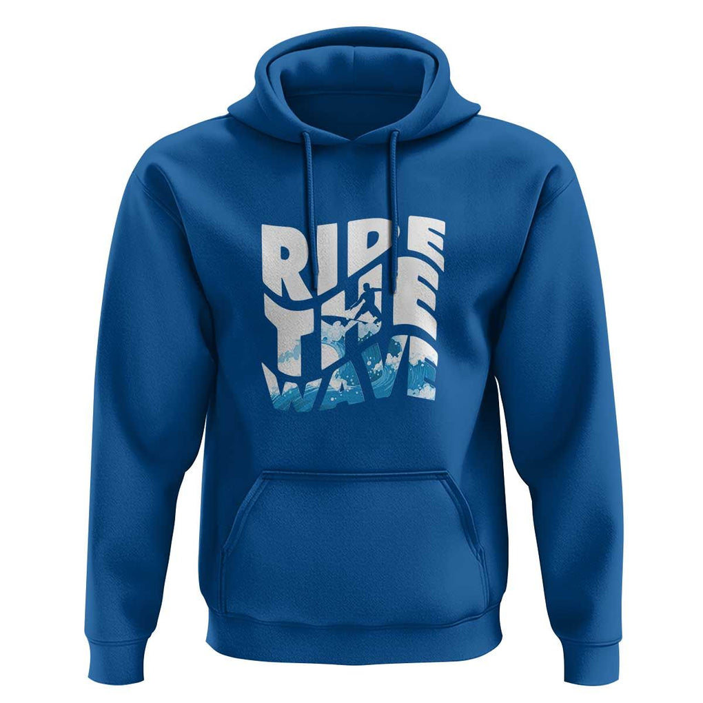 Surfing Hoodie Ride The Wave Surfer Boardsport Wave TS11 Royal Blue Print Your Wear