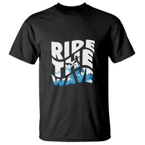 Surfing T Shirt Ride The Wave Surfer Boardsport Wave TS11 Black Print Your Wear