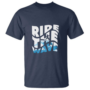 Surfing T Shirt Ride The Wave Surfer Boardsport Wave TS11 Navy Print Your Wear