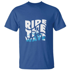 Surfing T Shirt Ride The Wave Surfer Boardsport Wave TS11 Royal Blue Print Your Wear