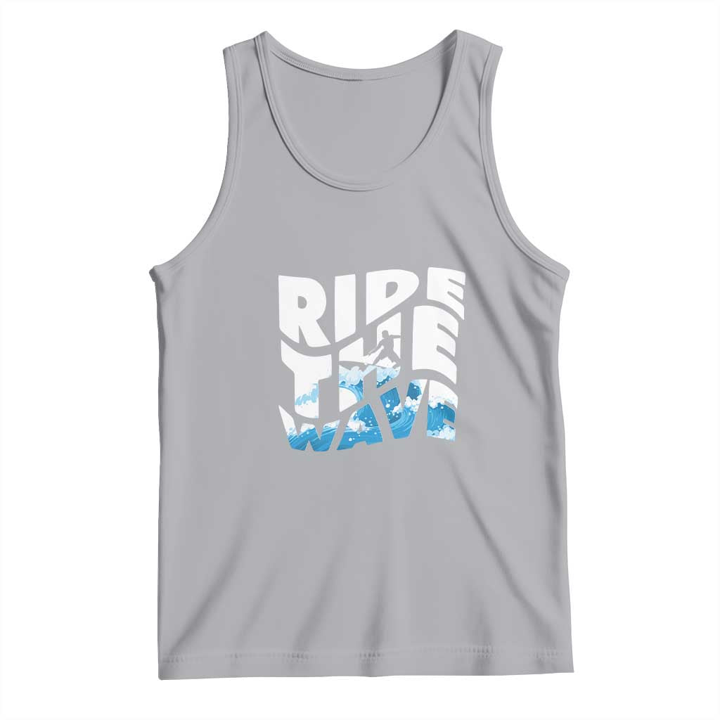 Surfing Tank Top Ride The Wave Surfer Boardsport Wave TS11 Athletic Heather Print Your Wear