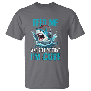 Shark Lover T Shirt Feed Me And Tell Me That I'm Cute Ocean TS11 Charcoal Print Your Wear