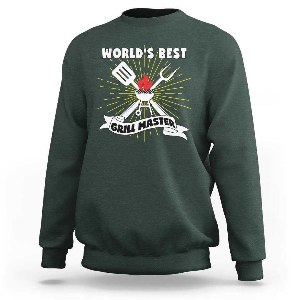 Grilling Barbecue Sweatshirt World's Best Grill Master BBQ Smoker TS11 Dark Forest Green Print Your Wear