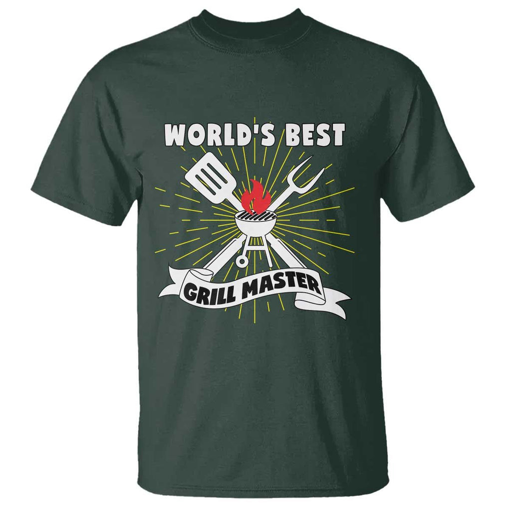 Grilling Barbecue T Shirt World's Best Grill Master BBQ Smoker TS11 Dark Forest Green Print Your Wear