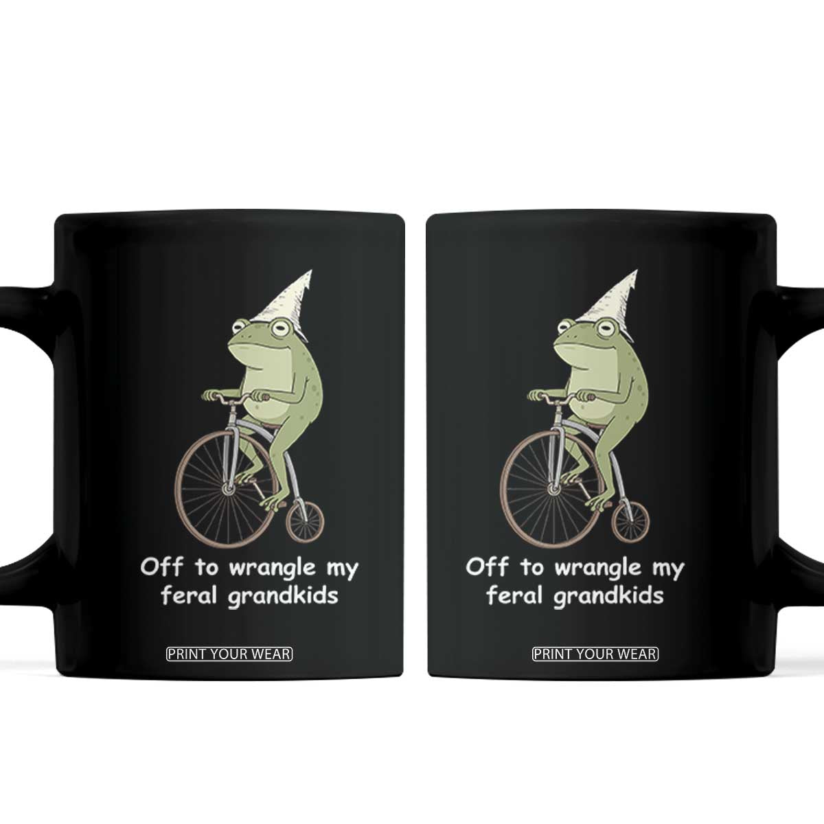 Off To Wrangle My Feral Grandkids Funny Grandparents Frog Coffee Mug TS11 Black Print Your Wear