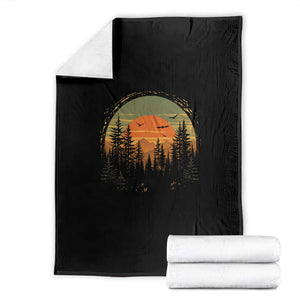 Retro Forest Trees Outdoors Nature Lover Throw Blanket TS11 Black Print Your Wear